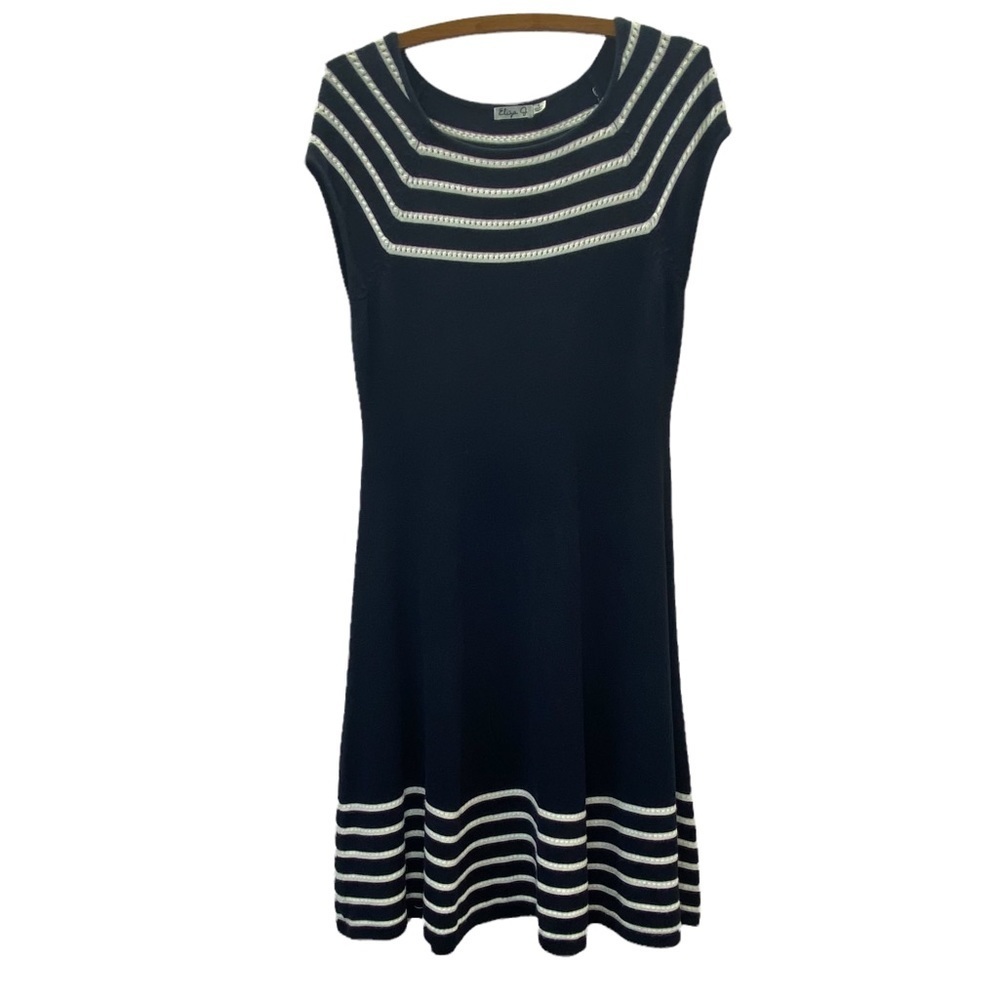 Navy and White Striped Knit Dress
